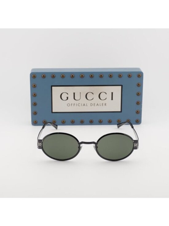 Gucci GG1854S 001 Oval Sunglasses – Ruthenium/Grey main image 10